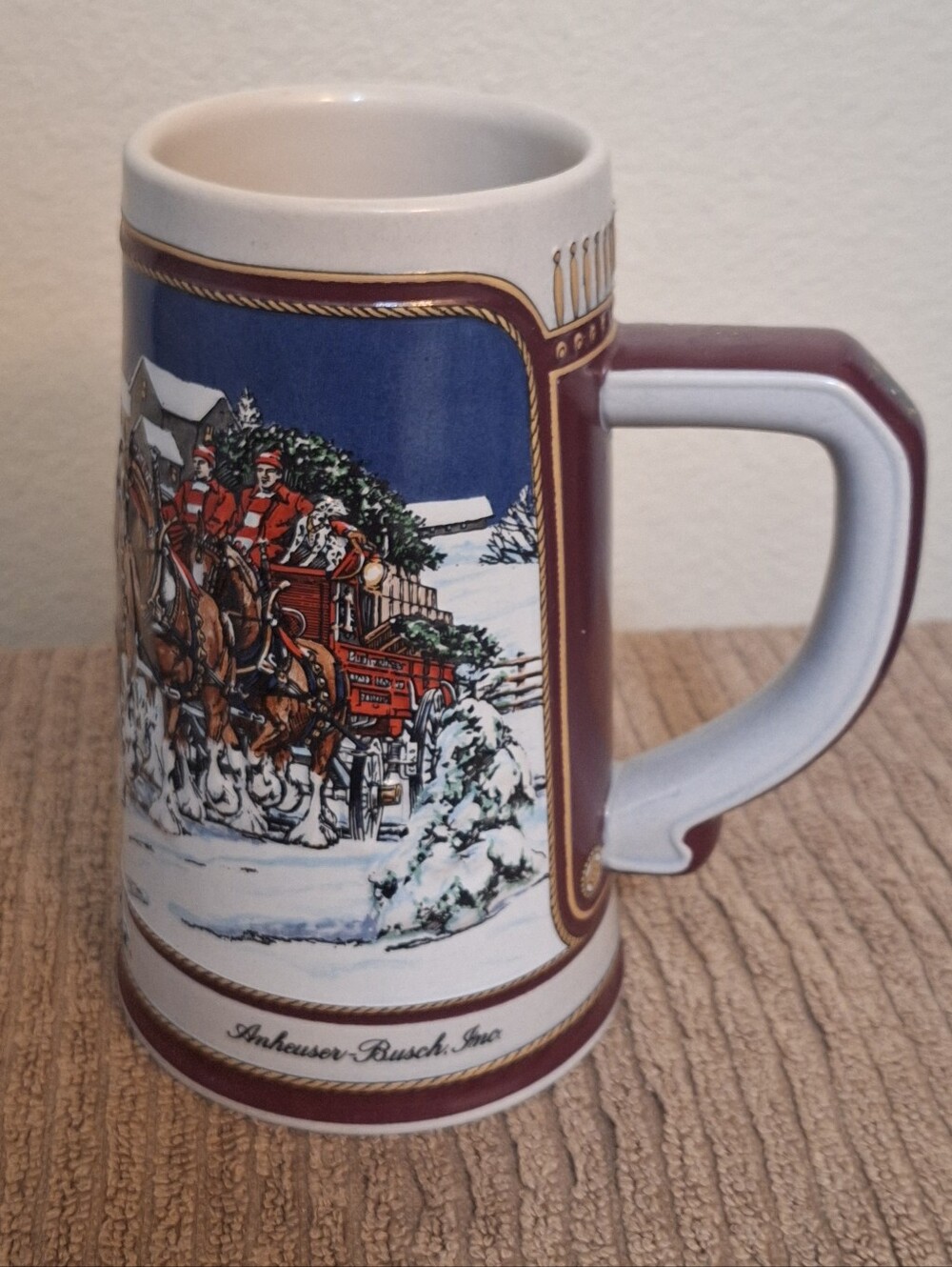 Vintage 1989 Anheuser-Budweiser Holiday Beer Stein